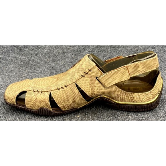 310 Motoring AzZure Mens 11 Tan Snake Print Fisherman Sport Sandal - Picture 1 of 11